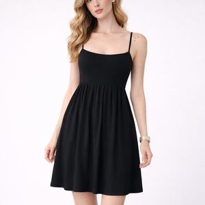 Calvin Klein Black Pleated Midi Dress Tie Back Empire Waist Small